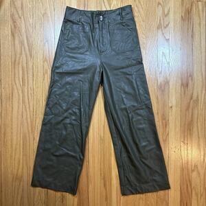Maeve The Colette Pants 26 Womens Green Vegan Leather Anthropologie Wide Crop